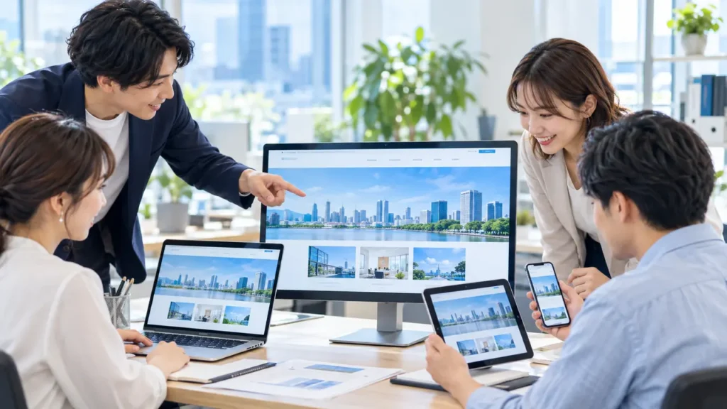 会社ホームページを制作するチームのイメージ