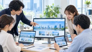 会社ホームページを制作するチームのイメージ