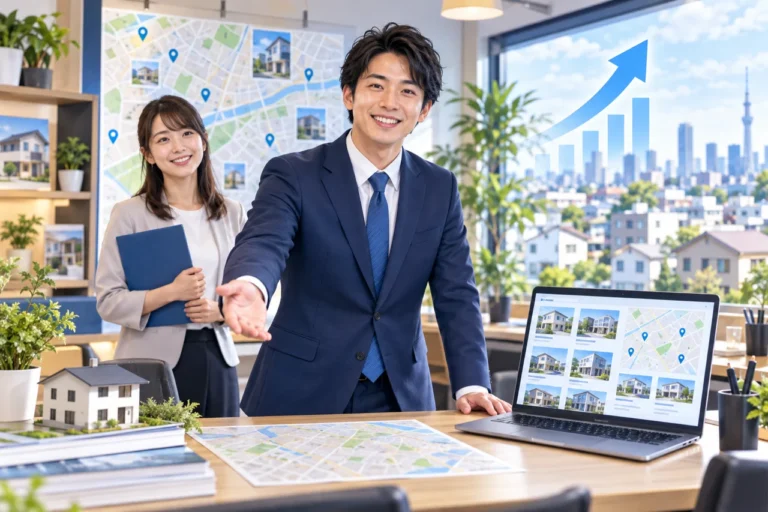 地域の不動産会社が自社サイトのSEOに取り組むイメージ