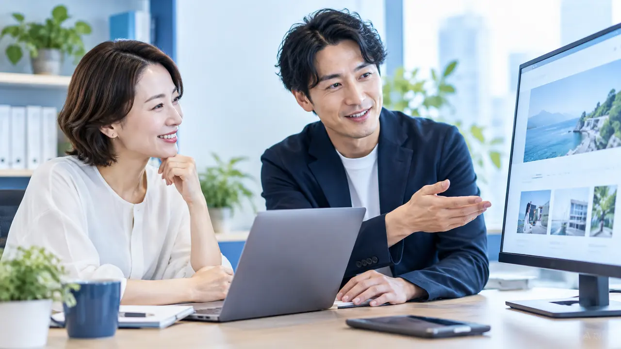 あおマーケティングへSEOに強いホームページを相談するイメージ
