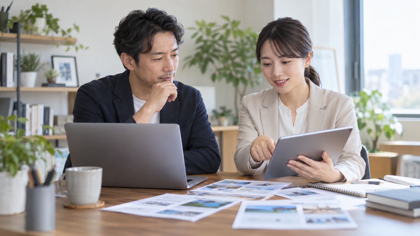 複数のホームページサービスを確認する担当者