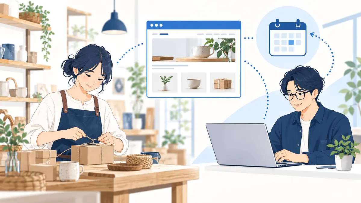 店舗のホームページ更新を継続して支援する担当者